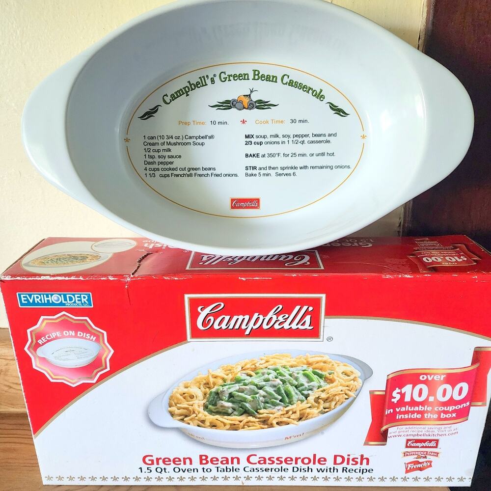 2010 Campbells Green Bean Casserole Recipe Oval Dish W/ Box 2008 12.5" X 7" X3"